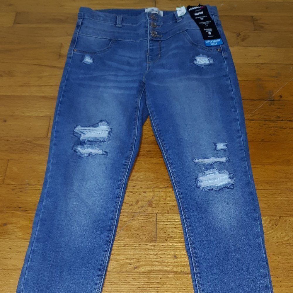 JORDACHE Girls  High Rise Adjustable Waist Super Skinny Ankle SIZE 16